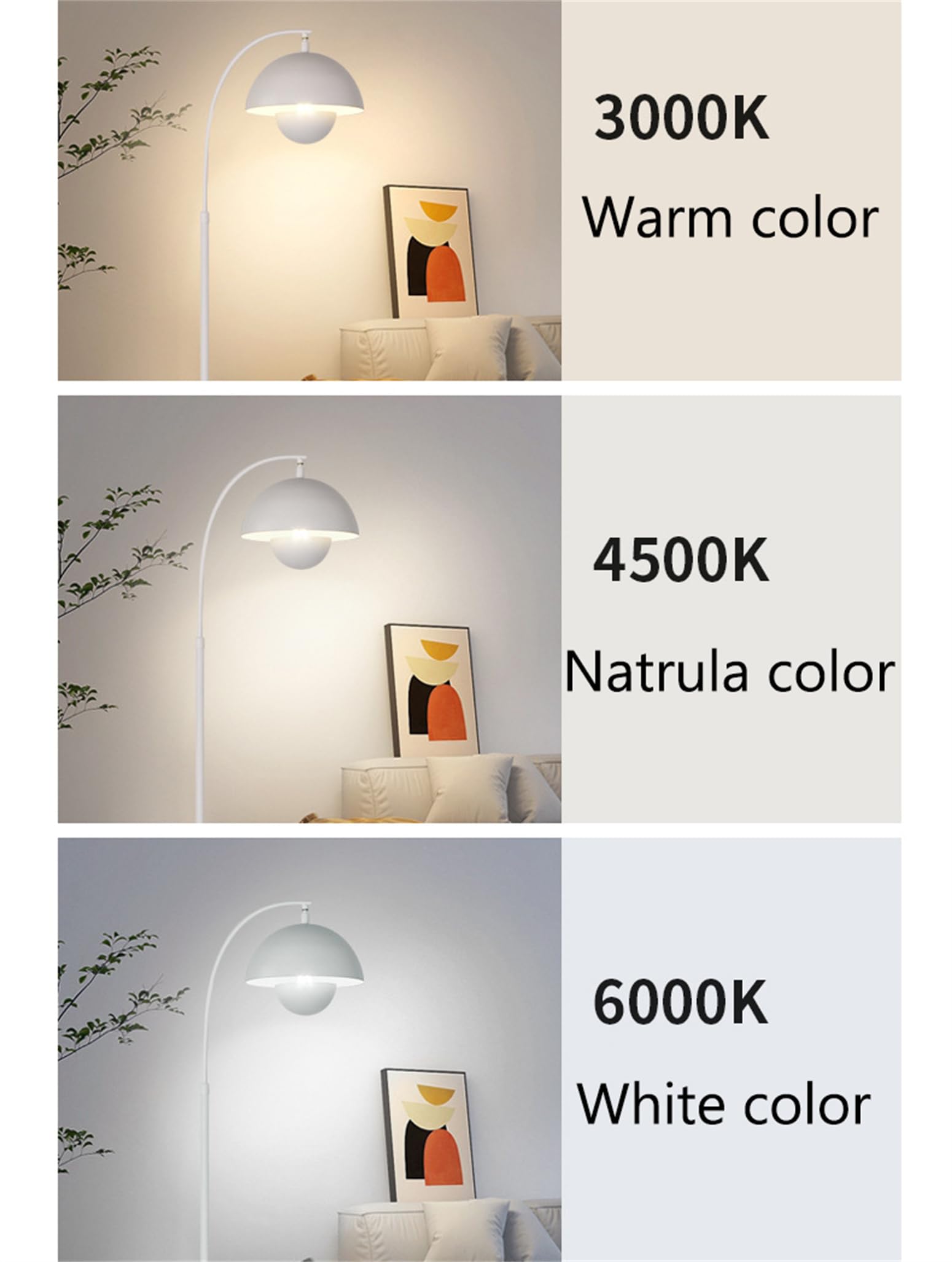 Lampade da Terra Lampada Moderna, 3 Temperature di Colore e Soggiorno Regolabile, Lampada Alta dal Design Semplice per Camera da Letto e Lettura, Bianca