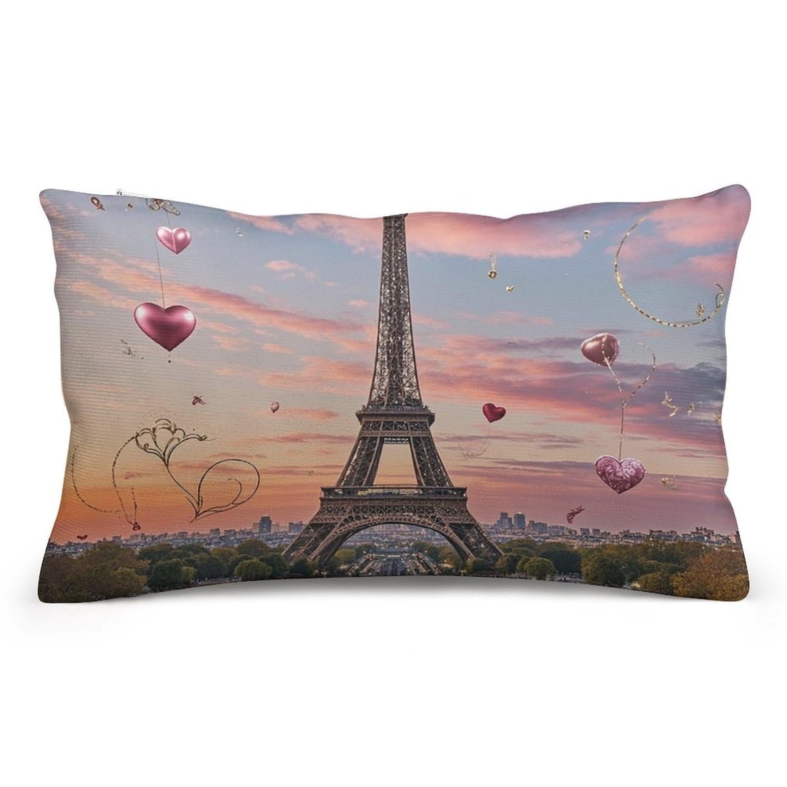 Velvet Pillowcases Standard Size 8"x12", Ultra Soft Breathable Pillow Cases for Bed, Luxury Cozy Fuzzy Pillow Shams, Lumbar Pillow Cover, Romantic Paris Eiffel Tower Cushion Case Home Decor