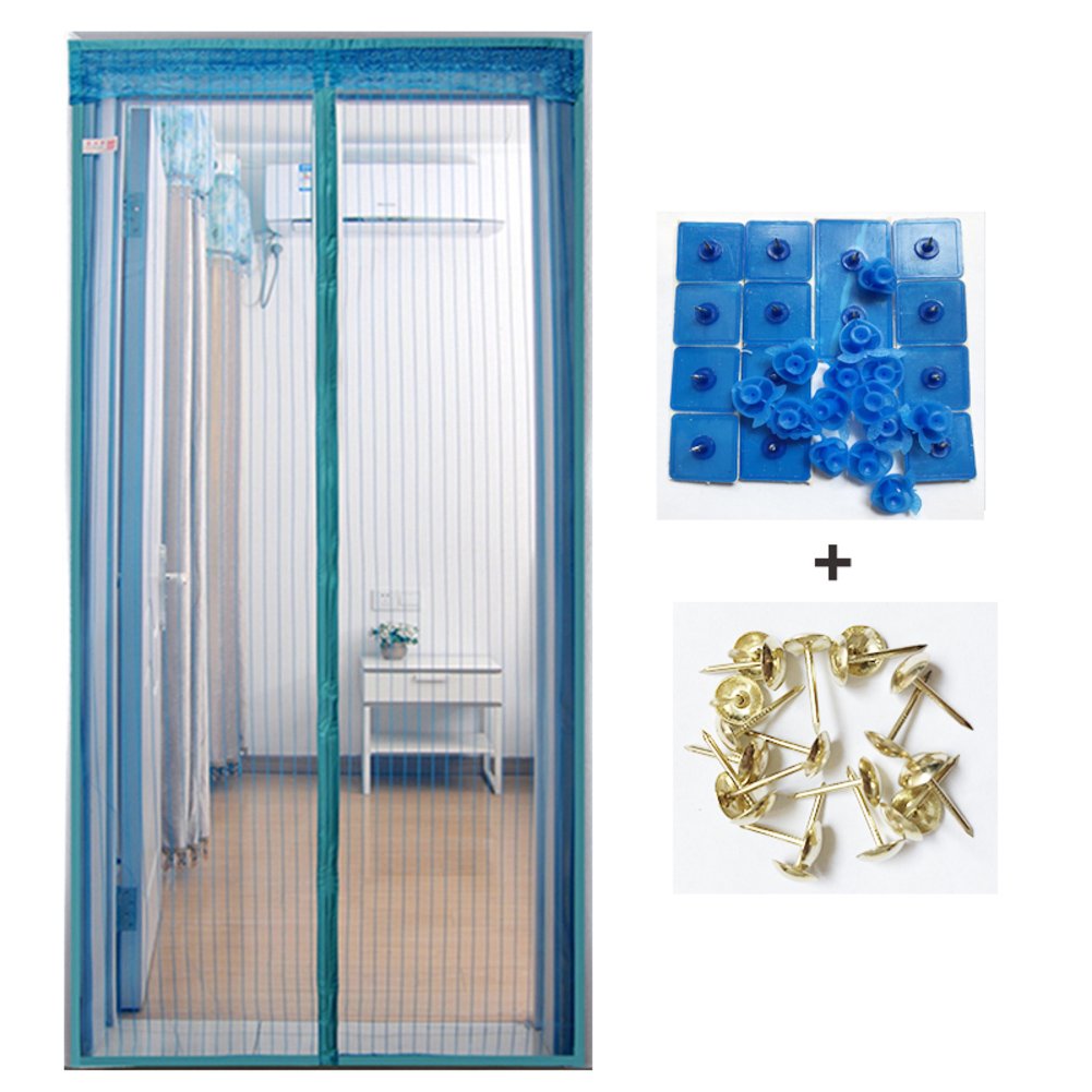 Full frame velcro summer window screens,Magnetic screen door encryption screen door mesh home bedroom snap shut automatically screen door-C 100x240cm(39x94inch)