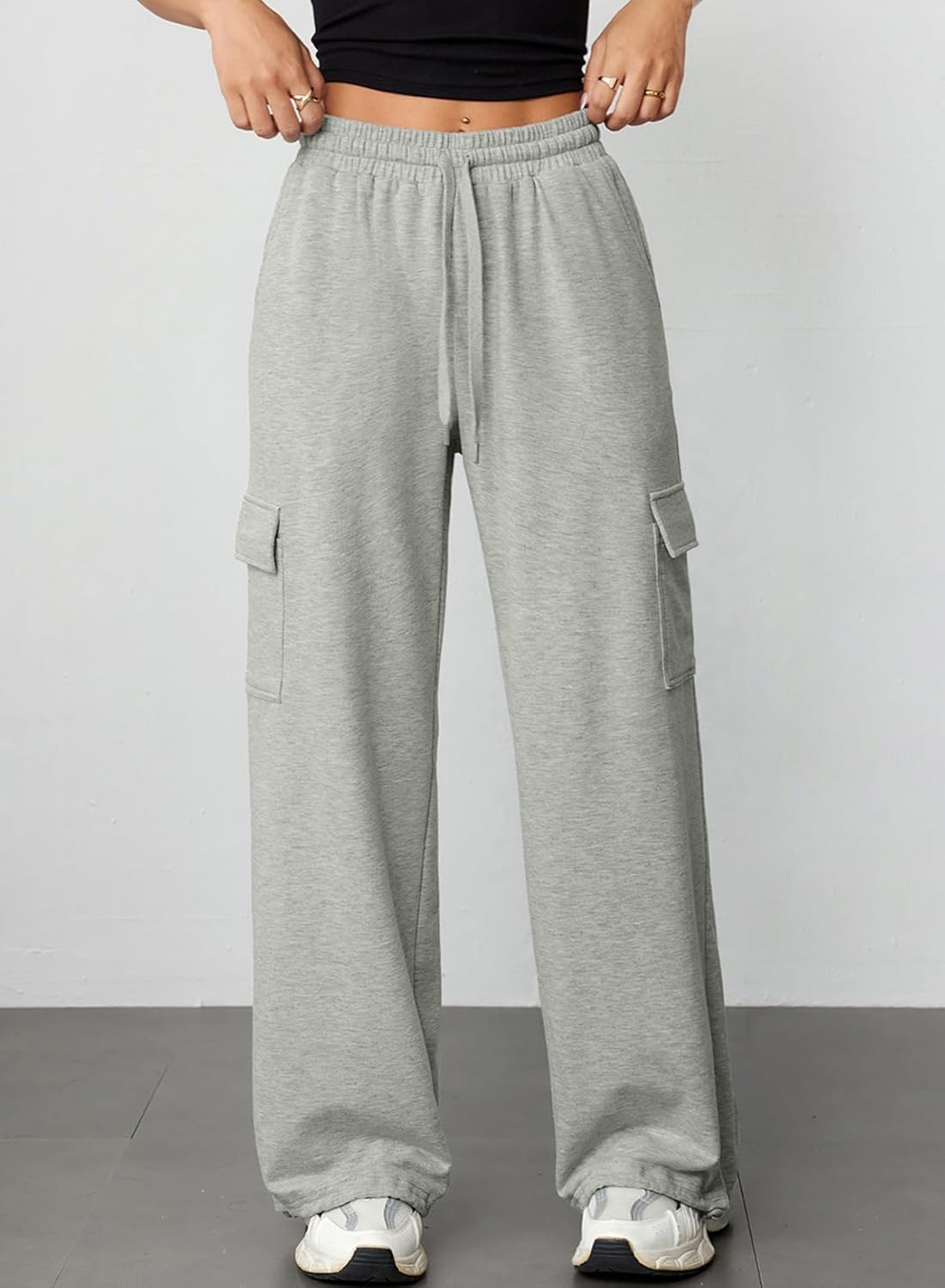 Aleumdr Wide Leg Sweatpants for Women Cargo Pants High Waisted Sweat Pants Baggy Joggers Casual Long Pants with Pockets - Image 7