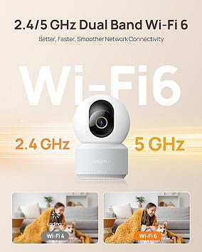 Anona 4K UHD Indoor Camera, Pet/Dog/Baby Security Camera with Phone App, 360Pan-Tilt, 5G/2.4G Dual-Band Wi-Fi 6, Auto-Tracking, Person/Pet/Baby Crying Detection, Privacy Mode, Two-Way Audio, 2 Pack