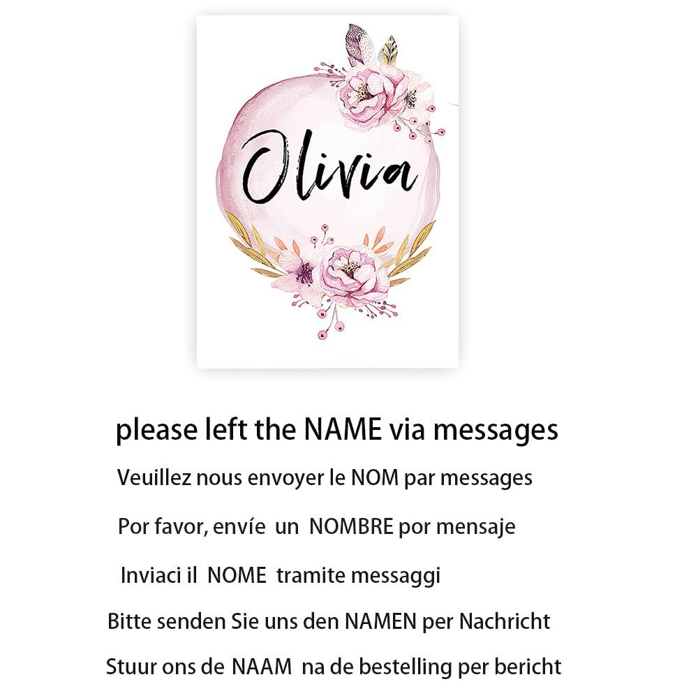 Poster Personalizzati Nome Bambina - Set 3 Quadri Su Tela 30x40 Cm, Decorazione Camera Bambini - Foto 7