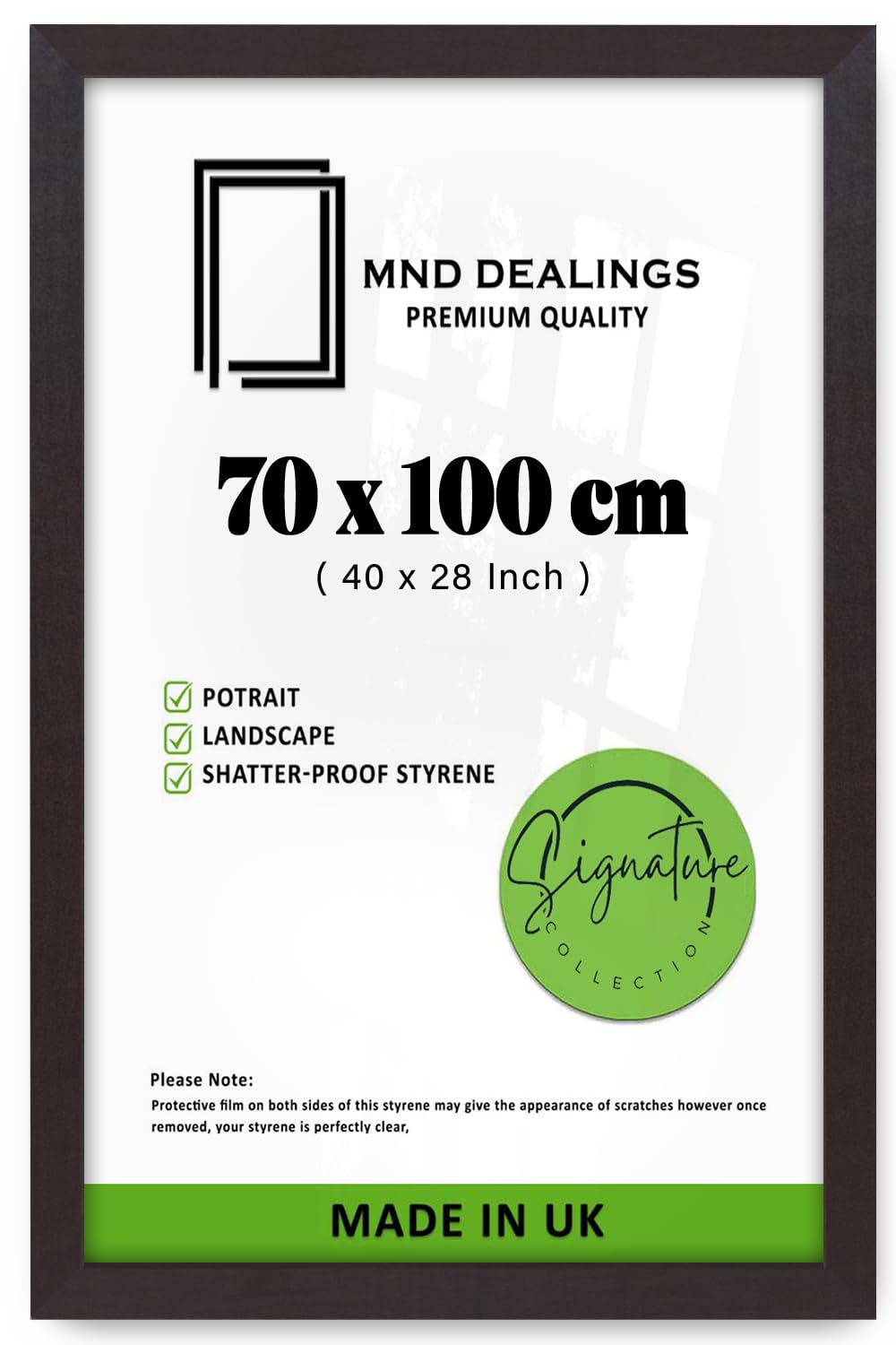 MND Dealings | Strong Picture Frame (70 x 100 CM) Wall Décor Frame for Home, Office & Art Display, Extra Large Hanging Hooks Included for Secure Installation [ Mahogany ]