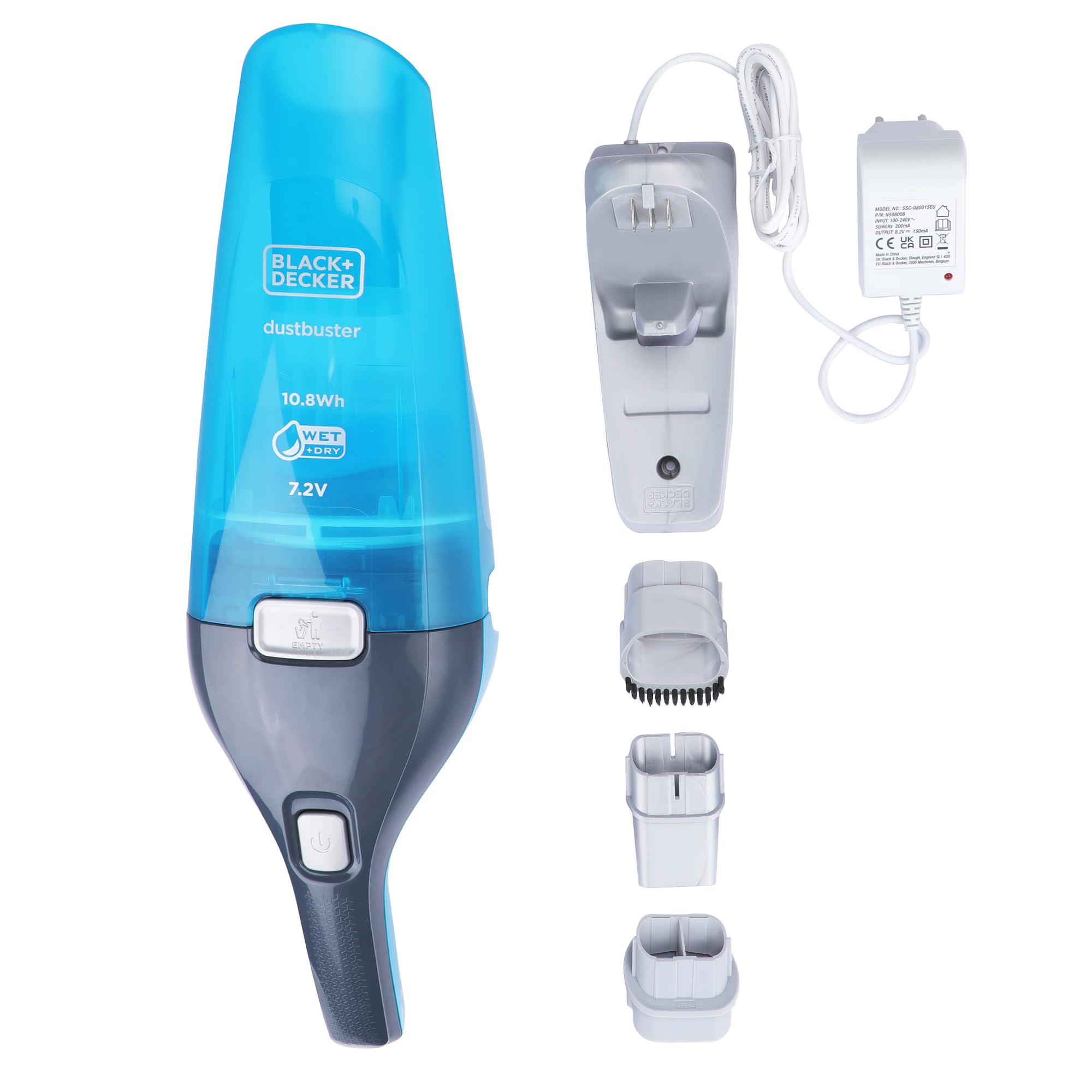 BLACK+DECKER WDC215WA-IN 7.2 V,10.8W Lithium-Ion Wet and Dry Cordless Dustbuster Handheld Vacuum Cleaner (Blue)-Charge Fully Before Using