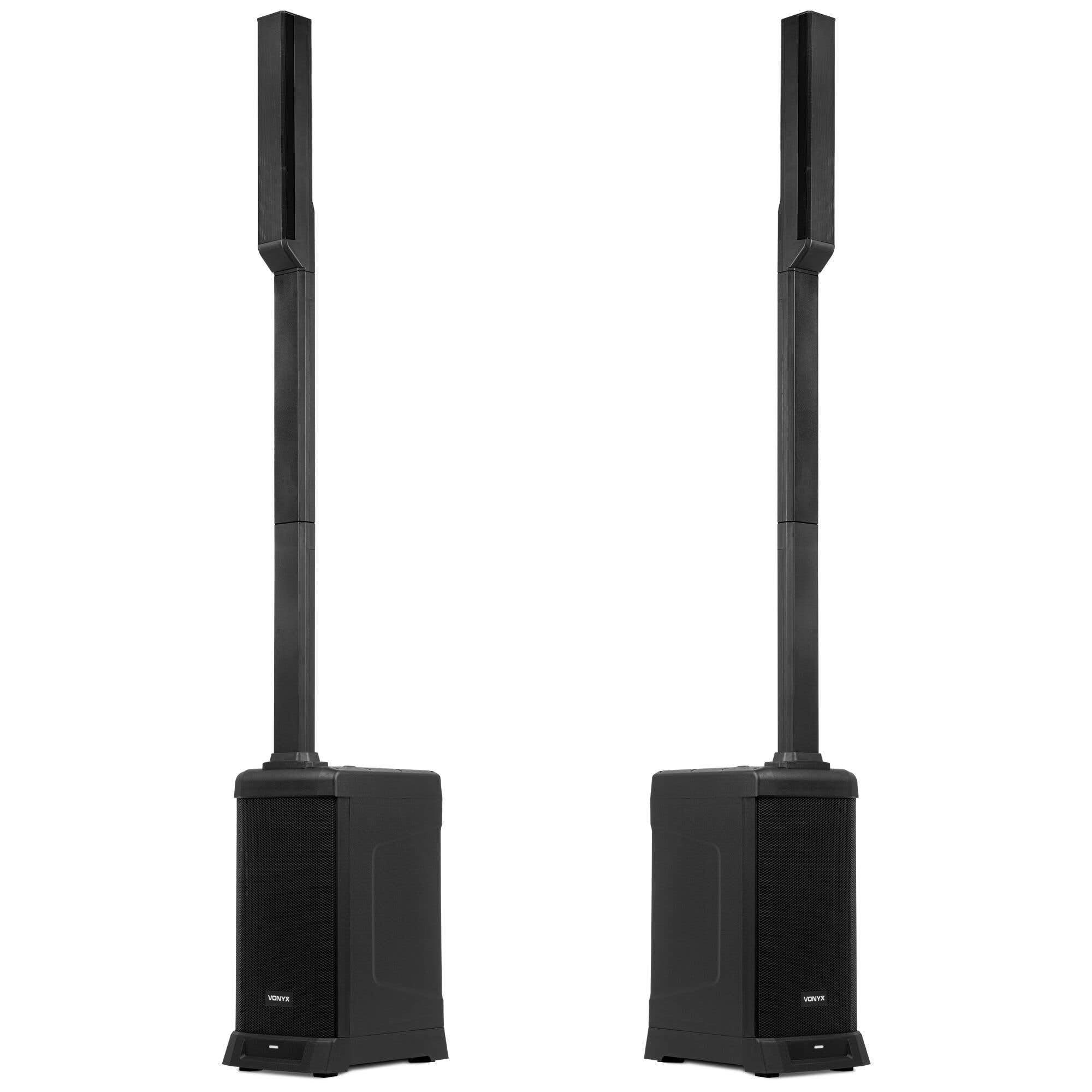 Vonyx VX820 – Pack de 2 Altavoces de Columna Activos Line Array 800W en Total, con Bluetooth 5.0, Mezclador de 4 Canales y DSP, Sistema de Sonido Profesional para Eventos, Color Negro