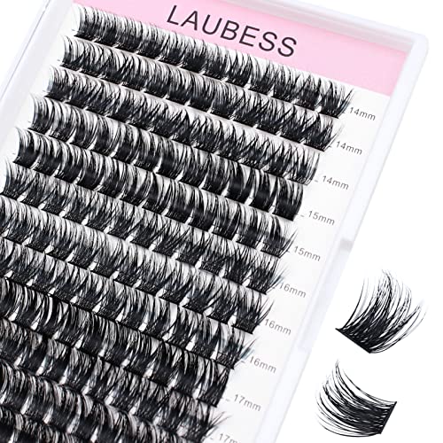 Image of Individual Lashes 14-18mm 144pcs Cluster Lashes Mixed Tray Volume Eyelash Clusters DIY Lash Extension Kit Soft Lash Clusters Fluffy Mink Cluster Eyelash Extensions (03-0.07D, 14-18mm)