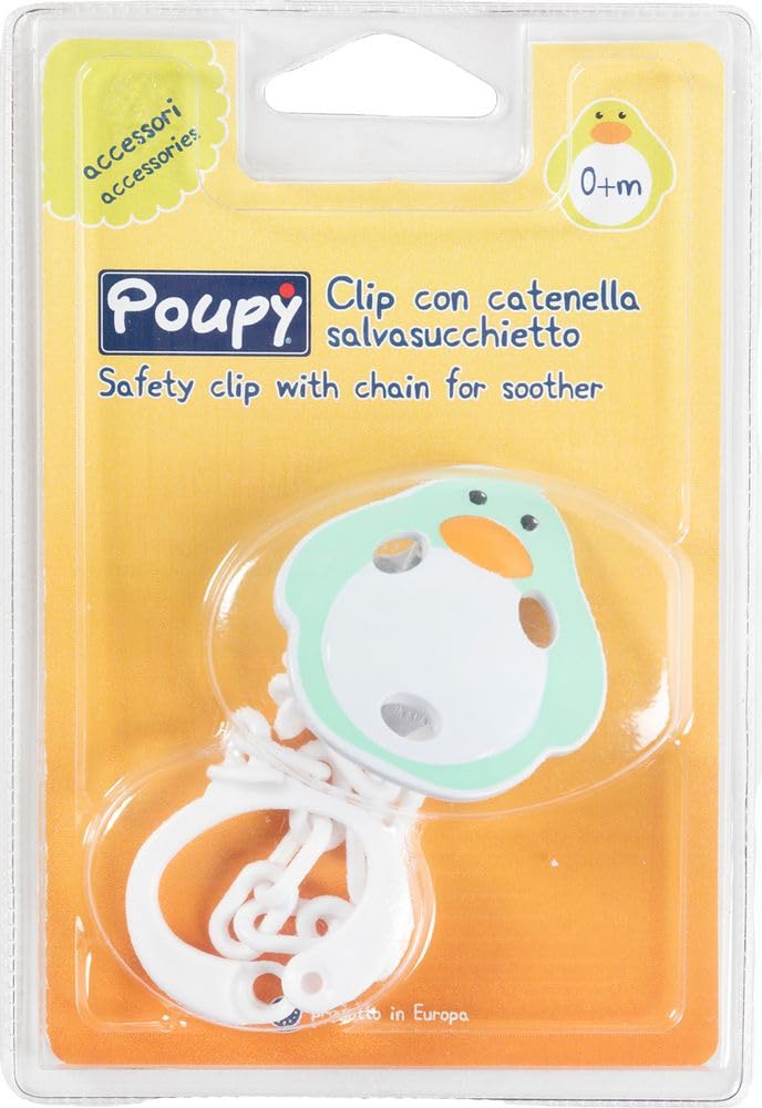 Clip con catenella per ciuccio bimbi in plastica – Fermaciuccio con Catenella, Accessorio Porta Ciuccio per Neonati e Bimbi, Utilizzo in Passeggio e Casa – Variante Clip catenella ciuccio