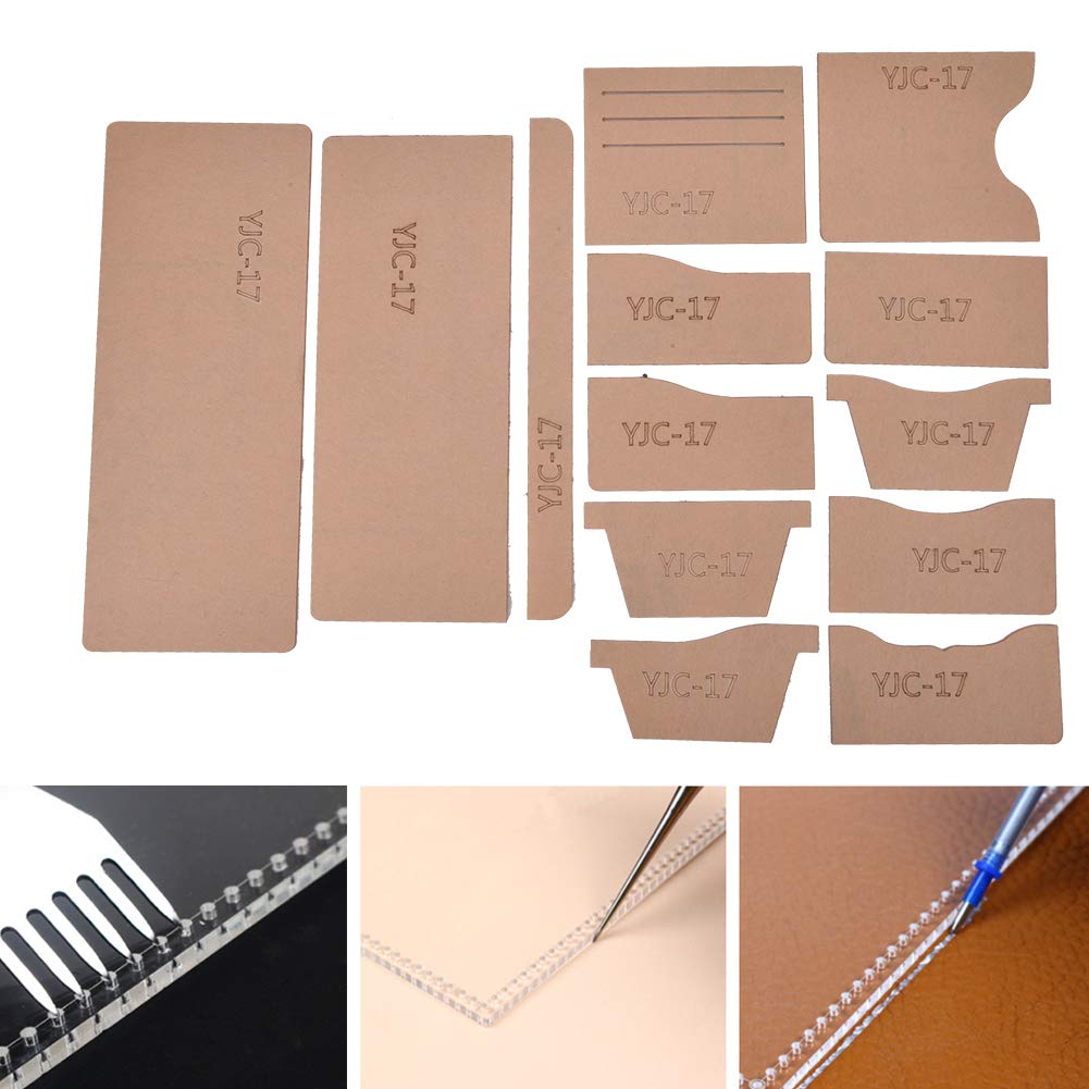 Cyrank Wallet Acrylic Template, 13Pcs Clear Acrylic Wallet Template Pattern Stencil Set for Women Wallet Handbag Making Stencil Leather Craft Tool Quilting Sewing Tool