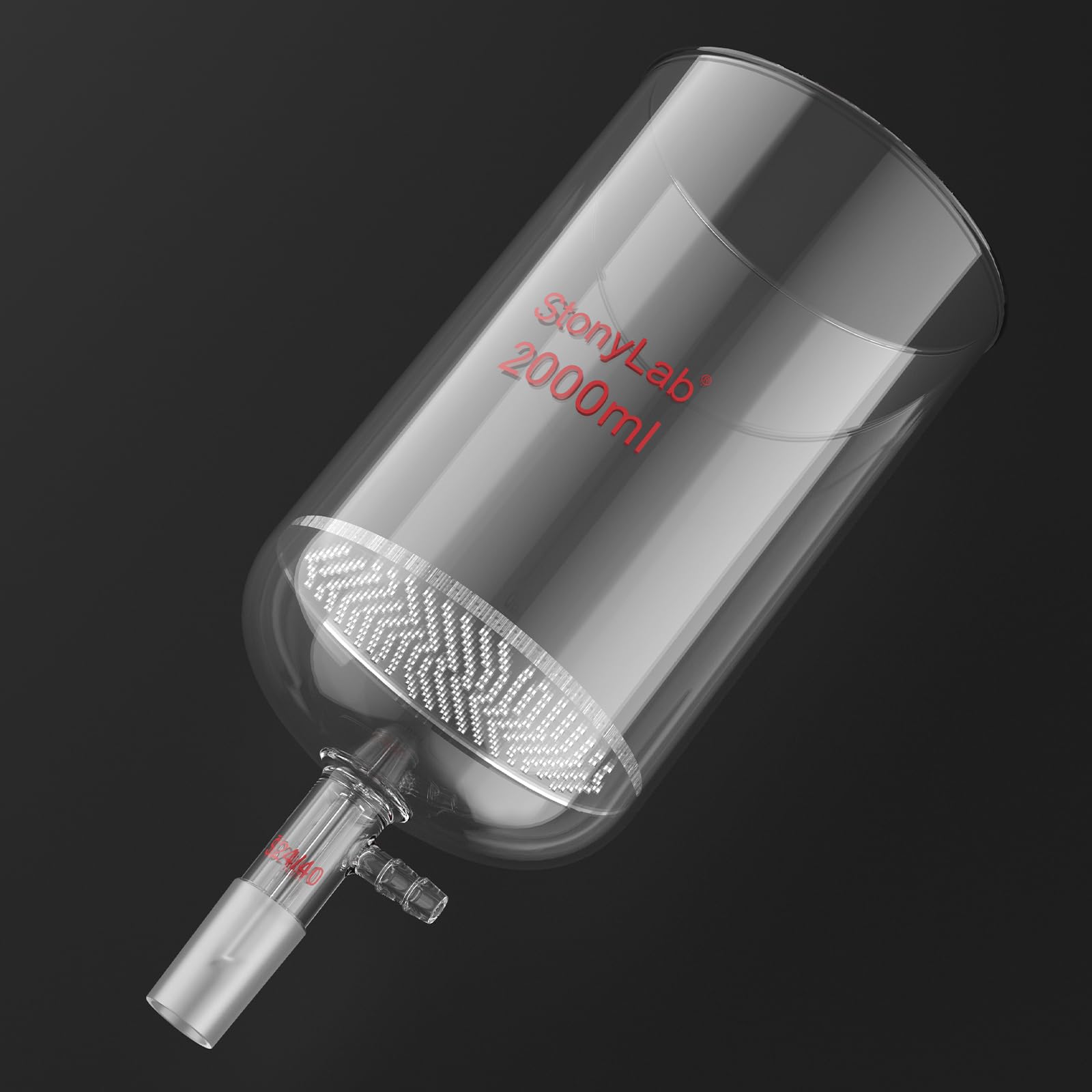 stonylab Embudo de Filtración Buchner de Vidrio, Embudo de Filtro de Placa de Vidrio Borosilicato con Conexión de Manguera de 10 mm y Junta Estándar 24/40 para Pruebas de Filtración, 2000 ml