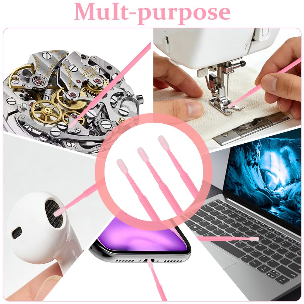 200 PCS Microcepillos Aplicadores Desechables, Ultrafeine Microbrush para Extracción de Pestañas y Maquillaje, Rosa