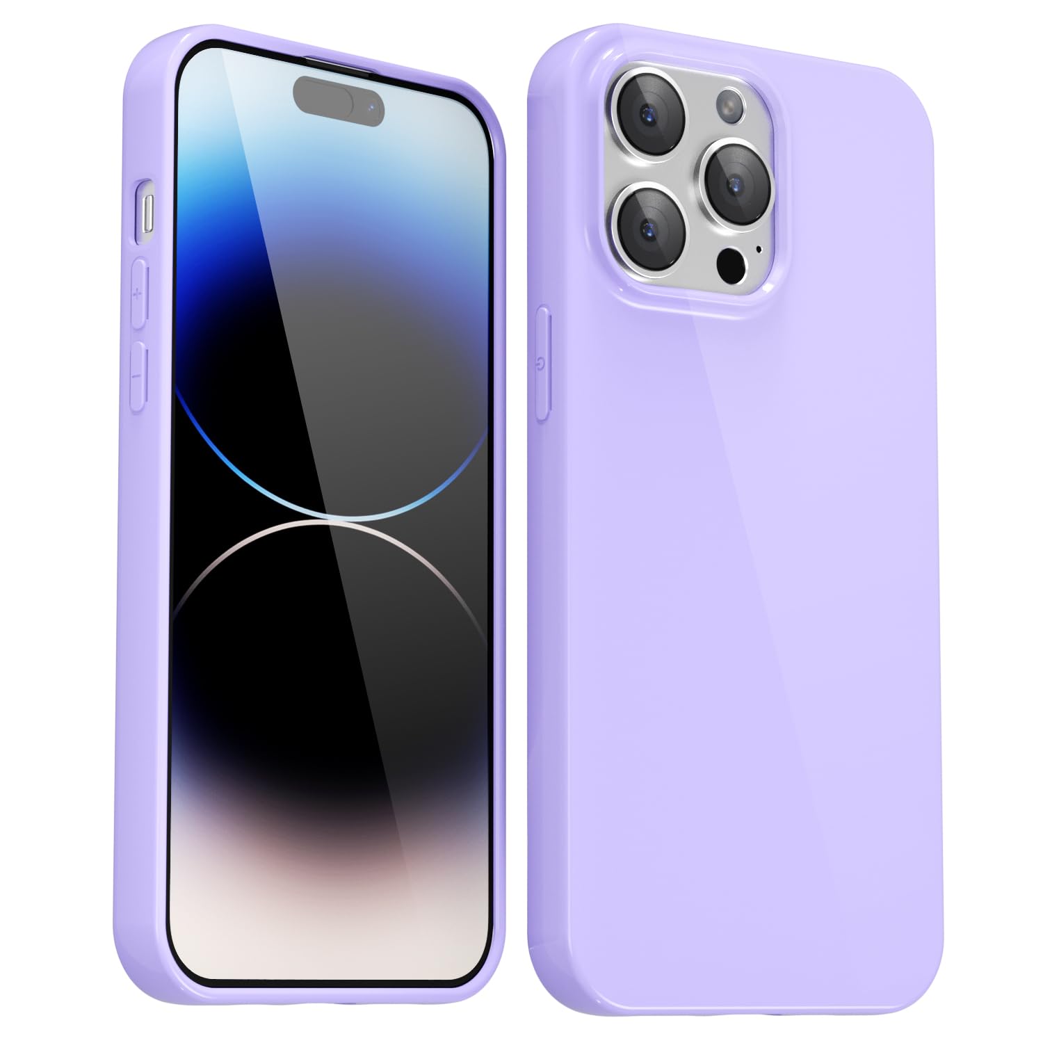 Svanove for iPhone 14 Pro Case Silicone, Glossy Soft Rubber Gel Jelly Cute Protective Plastic Simple Plain Phone Case Cover for Women Girl, Slim Thin