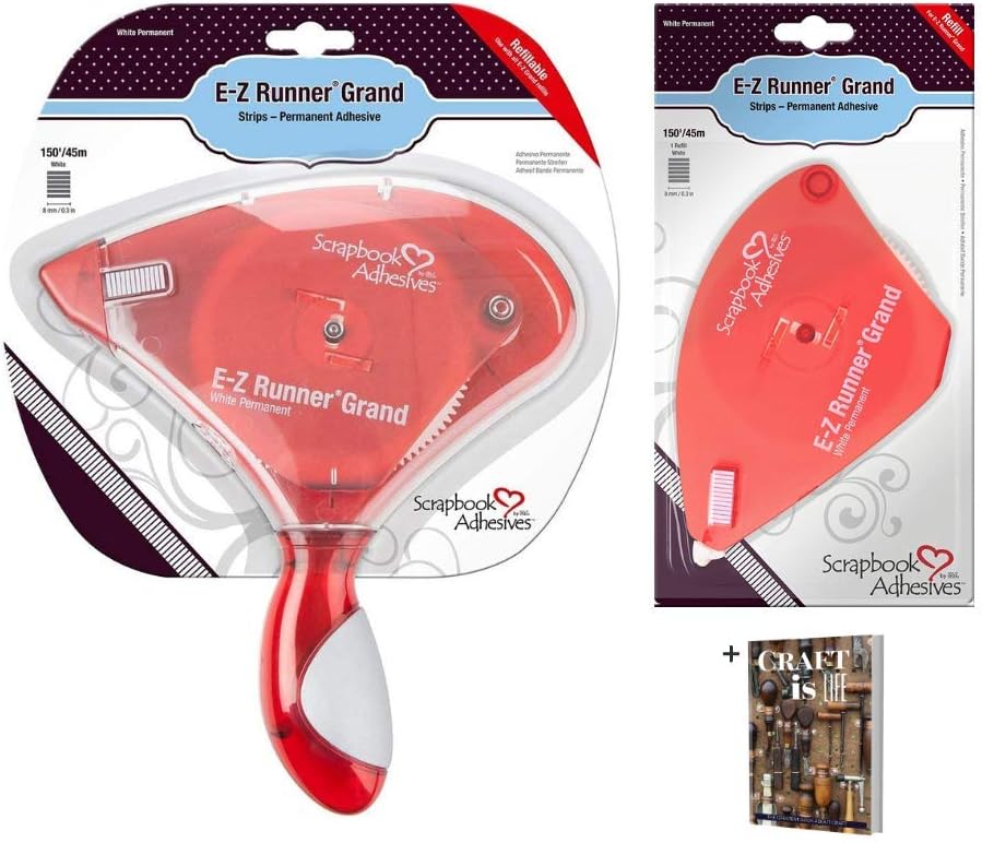 Scrapbook Adhesives by 3-L - EZ Runner Grand Adhesive Dispenser & EZ Runner Grand Refill - 150ft Double Sided Adhesive Tape Dispenser for 3L Zero Waste Art Project & Scrapbook Glue Roller, E-Book