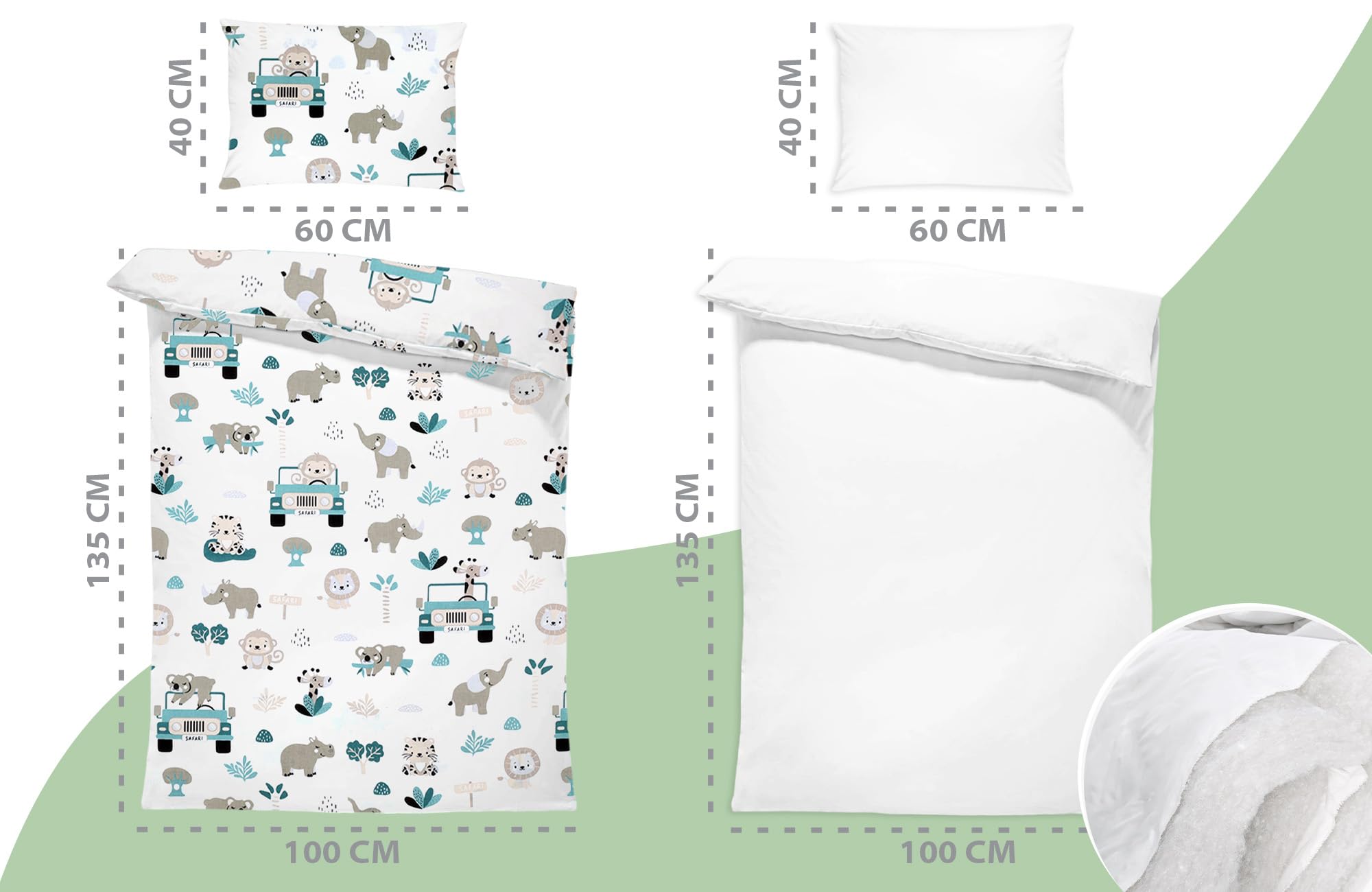 Totsy Baby Parure de lit bébé en Coton 100x135 cm - Ensemble Enfant avec Housse de Couette et taie d'oreiller 40x60 cm avec Couette et Oreiller pour Berceau garçon et Fille literie bébé Oeko-Tex
