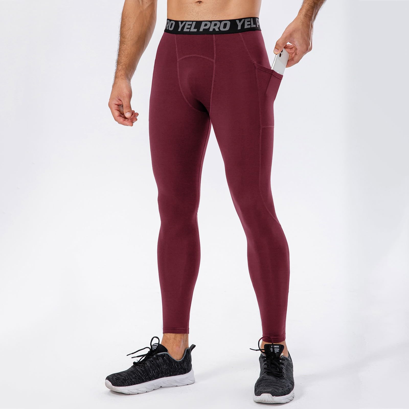 Generisch Legging thermique pour homme en micropolaire chaud - Pantalon de compression - Pantalon de sport - Avec poches - Pantalon fonctionnel - Pantalon de yoga - Pantalon de compression