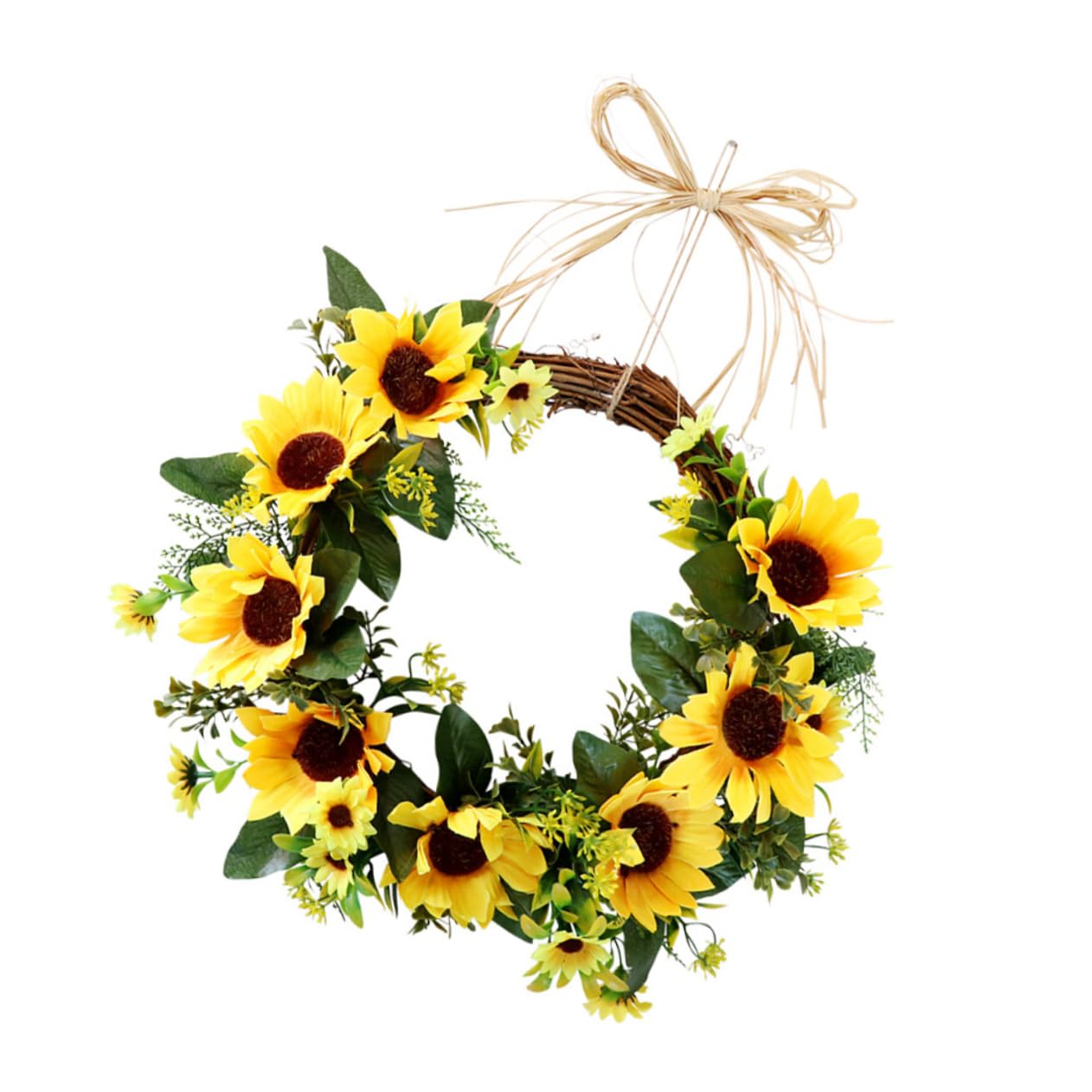 Alipis 2 Pz Simulazione Girasole Ghirlanda della Porta d'ingresso ghirlande Verdi per la Porta d'ingresso addobbi Matrimonio Ornamento vetrina Ghirlanda sospesa Artificiale Appeso al Muro