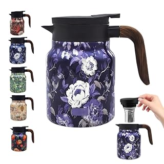 Vintage Floral Teapot with Built-in Infuser, Stainless Steel Thermal Carafe - Amazon product rated Grade B