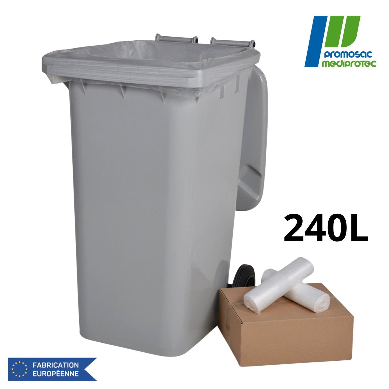 SACCHI SPAZZATURA TRASPARENTI 240L x100, Sacco per Pattumiere, 240 Litri, Trasparente, Contenitore a 2 Ruote, ad Alta Resistenza, Tri-Selettivo, Protezione Anti-Perdite e Sporco, Lavabile