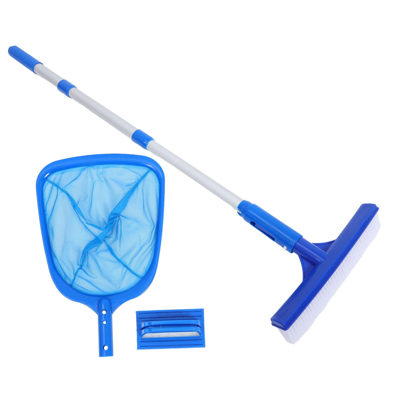 UKCOCO Kit Limpieza Piscina Completo con Cepillo Goma Esponja Recogedor y Ajustable para Piscinas Inflables y Suelo Accesorios Resistentes y Ligeros para Eficaz