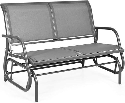 Giantex Silla columpio de 48 pulgadas con espacio espacioso, silla mecedora para 2 personas, acogedor banco de patio para exteriores e interiores