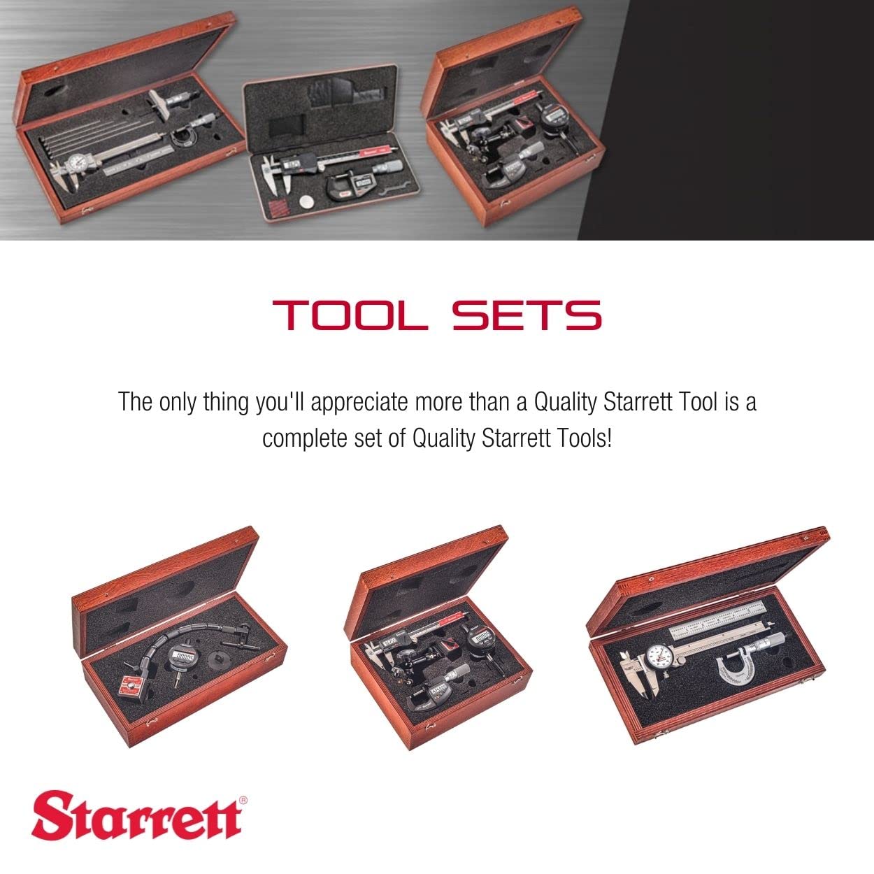 Starrett Basic Precision Measuring Tool Set with Dial Caliper, Spring Tempered Precision Rule and Outside Micrometer in a Protective Case - Inch Set, Quick and Easy Adjustment - S909Z