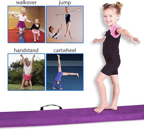 Miniatura 8 de FBSPORT Haz de equilibrio de 8 pies9 pies10 pies equipo de gimnasia plegable para niños y adultos, base de goma antideslizante, viga de gimnasia