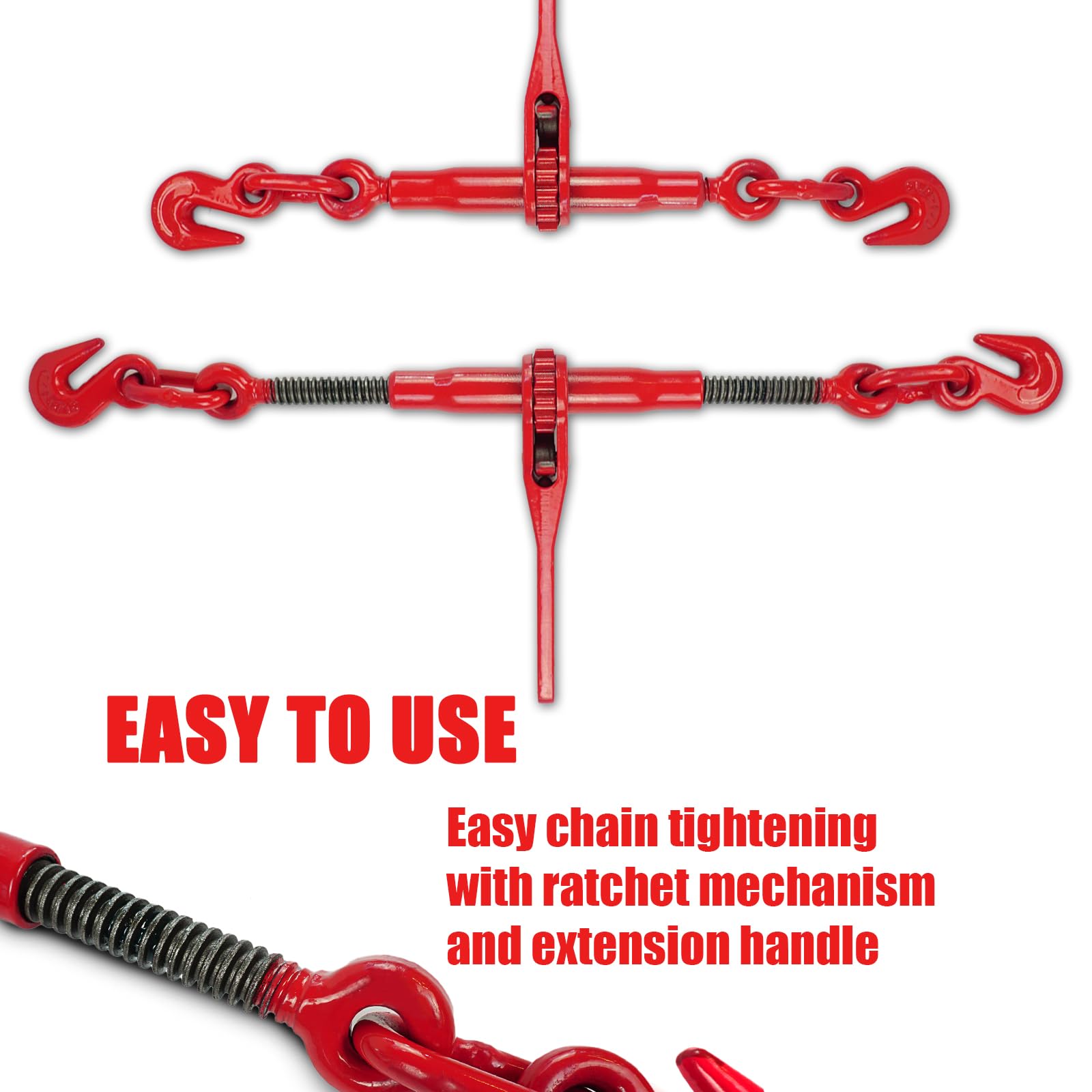 Chains And Binders 4 Pack Lever Style Snap Binders 5/16 - 3/8 G70, 5400 Lbs Load Limit - For Flatbed Trucks & Trailers 3/8 Chain Binder - View #9