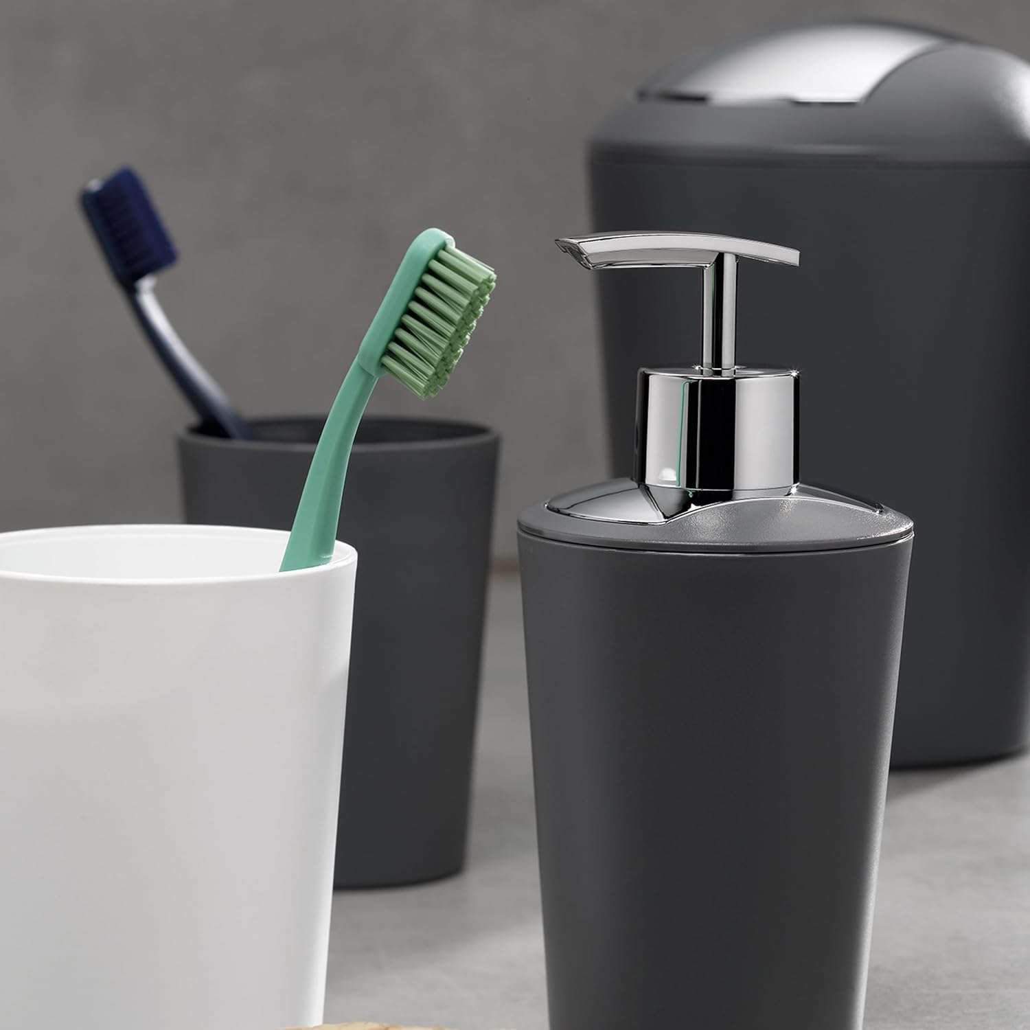 MARTA kela cestino per cosmetici grigio 1,7 l plastica con coperchio a molla