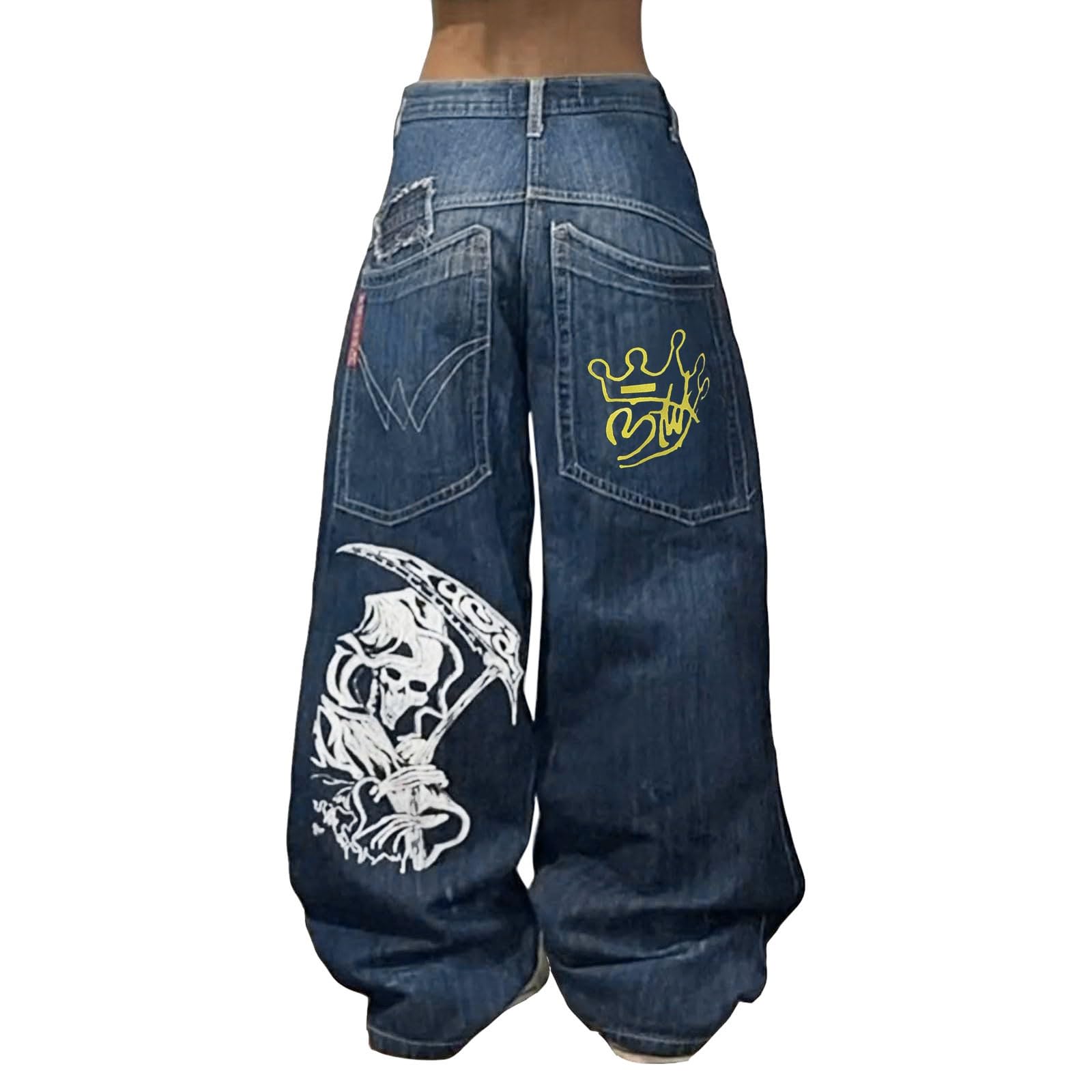 Hip Hop - Jeans larghi con stampa grafica gotica, oversize, streetwear