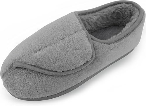 Git-up Pantuflas diabéticas de espuma viscoelástica para mujer, artritis, edema, ajustables, con puntera cerrada, pies hinchados, cómodos, para