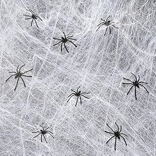 obqo 60g Halloween Spider Web Stretchable Cobweb with 20 pcs Small Spiders Halloween Indoor Outdoor Decoration, Enough to cover 200 Square Feet