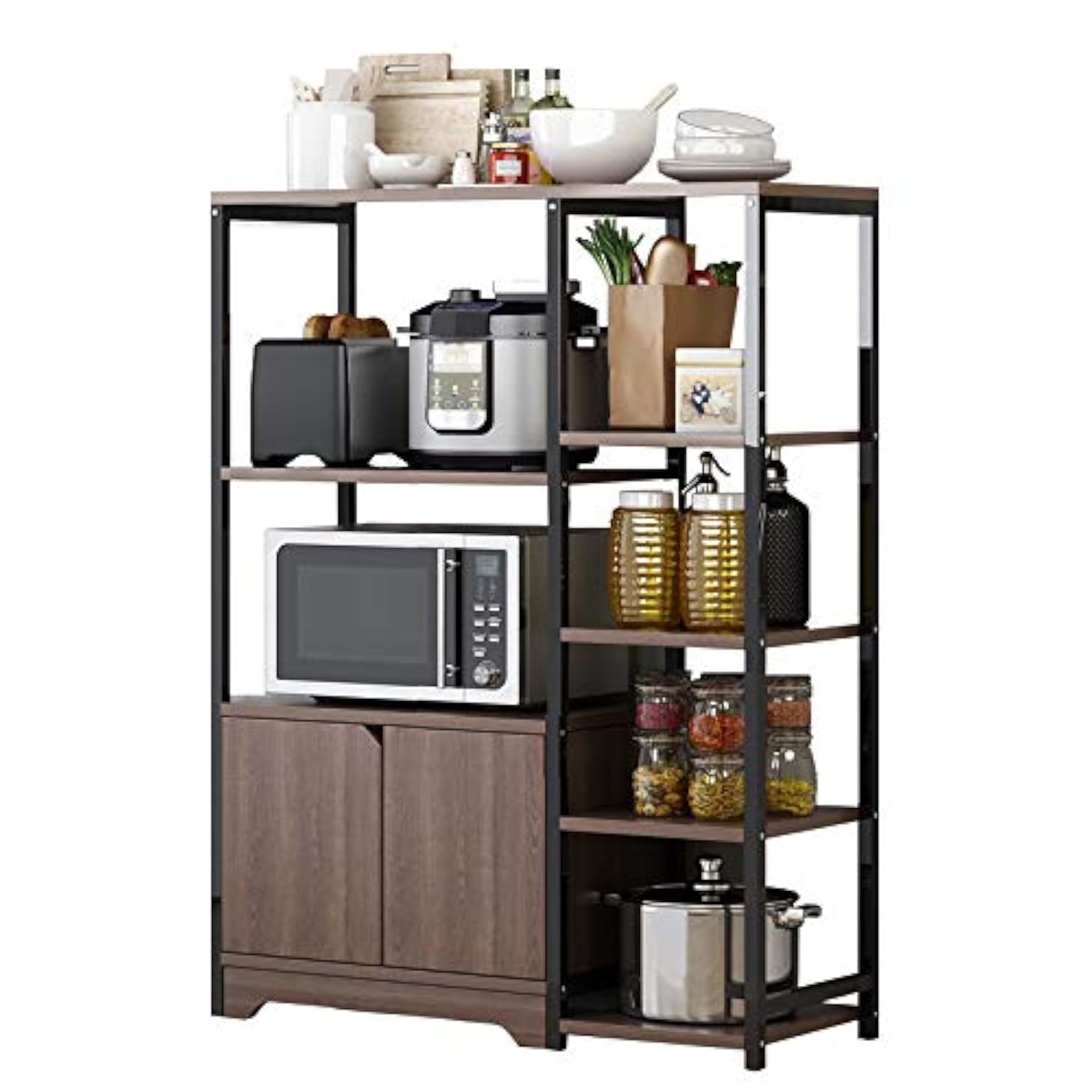 ZUIHAO Multi-functional Microwave Oven Stand with Storage Cabinet,Kitchen Cabinet Storage Rack,Standing Rack Storage Shelves,Save Space Organizer Shelf(4-Tier Black)