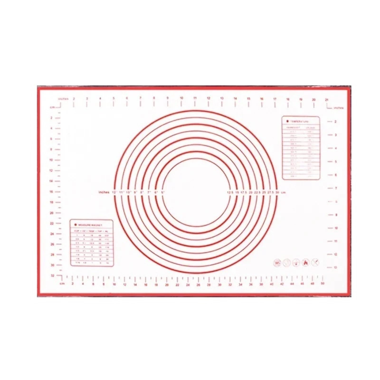 Silikon Backmatte Roll Kneten Pad Gebäck Werkzeuge Pizza Teig Antihaft-Silikon-Matte for die Küche Für Teig(Red,60x80cm)