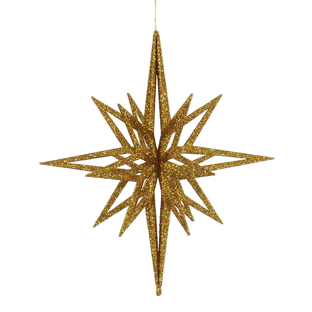 Vickerman 3D Star con Iridiscente Brillante con Purpurina, Dorado, 16 Pulgadas