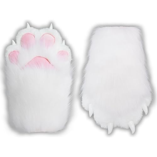 Therian Paws Comfy Furry Paws Faux Fur Fursuit Paws, Therian Stuff Therian Gear, Cat Paw Gloves with Claws Cosplay