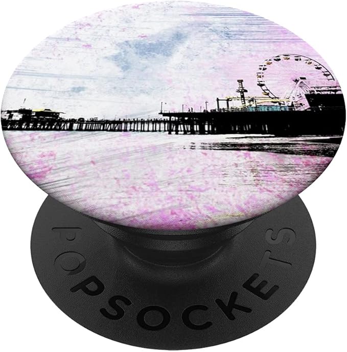 Pink Grunge Santa Monica Pier in Los Angeles California PopSockets Swappable PopGrip