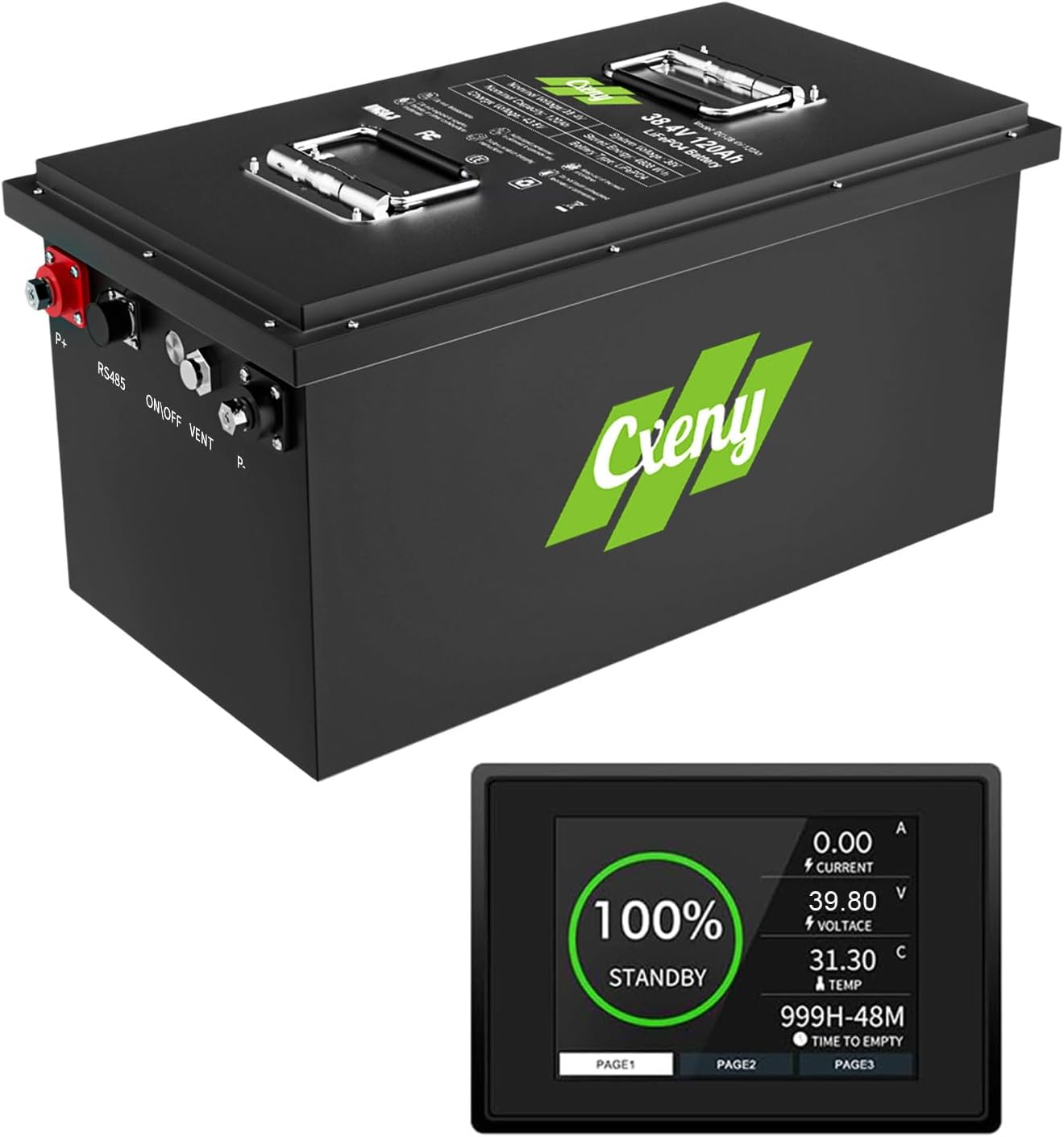 36V 120Ah Lithium Battery 36V Golf Cart Batteries, Max 7.68kW Power Output, Built-in 200A BMS with Touch Monitor, Perfect for Golf Carts, Trolling Motor, Boat, Solar Home Storage
