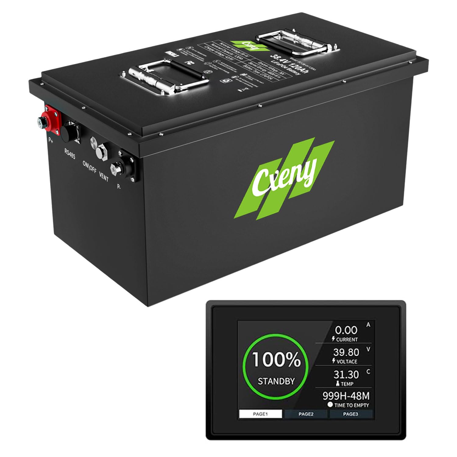 36V 120Ah Lithium Battery 36V Golf Cart Batteries, Max 7.68kW Power Output, Built-in 200A BMS with Touch Monitor, Perfect for Golf Carts, Trolling Motor, Boat, Solar Home Storage