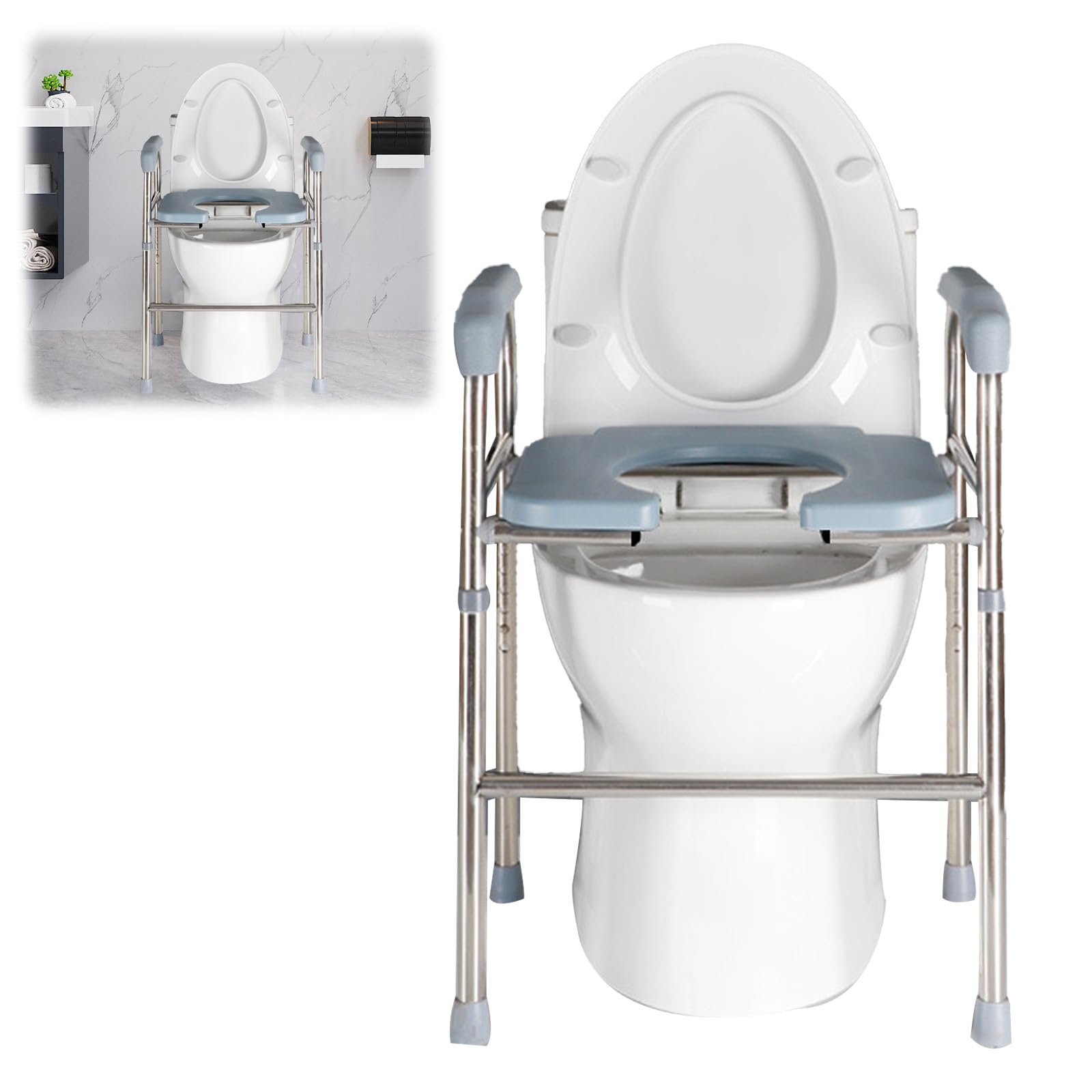 Asiento elevador de inodoro con reposabrazos,asiento de inodoro elevado con altura regulable, ayuda para levantarse para personas mayores,elevador de asiento de inodoro para personas mayores