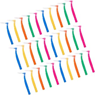 BAZEITFLOW 30 piezas Cepillos Interdentales Ligeros y Prácticos Cepillos para Dientes Colores Amarillo Rosa Verde Naranja Azul Herramientas de Limpieza Oral para y