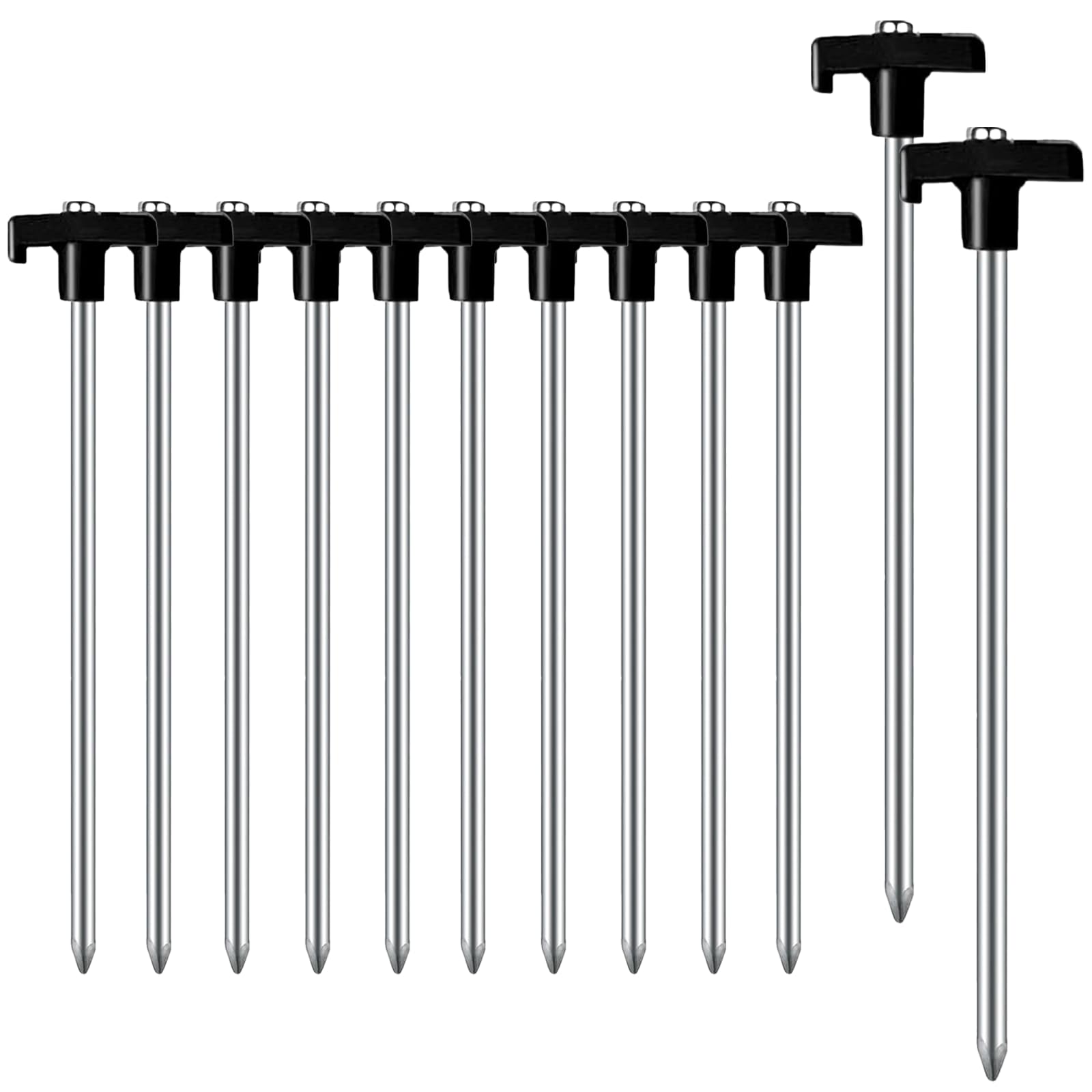 Zeltheringe, AVOFOREST Heringe erdnägel stabil, Heringe Camping, Zeltzubehör, Lange und robuste Erdnägel,ideal für normalen und harten Boden,18cm (Schwarz, 12pcs)