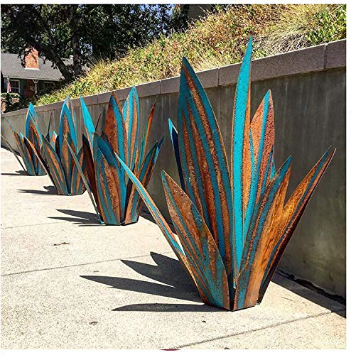 Décoration de jardin en métal Sculpture de tequila Sculpture rustique Statue d'extérieur (bleu-1, 35 cm)