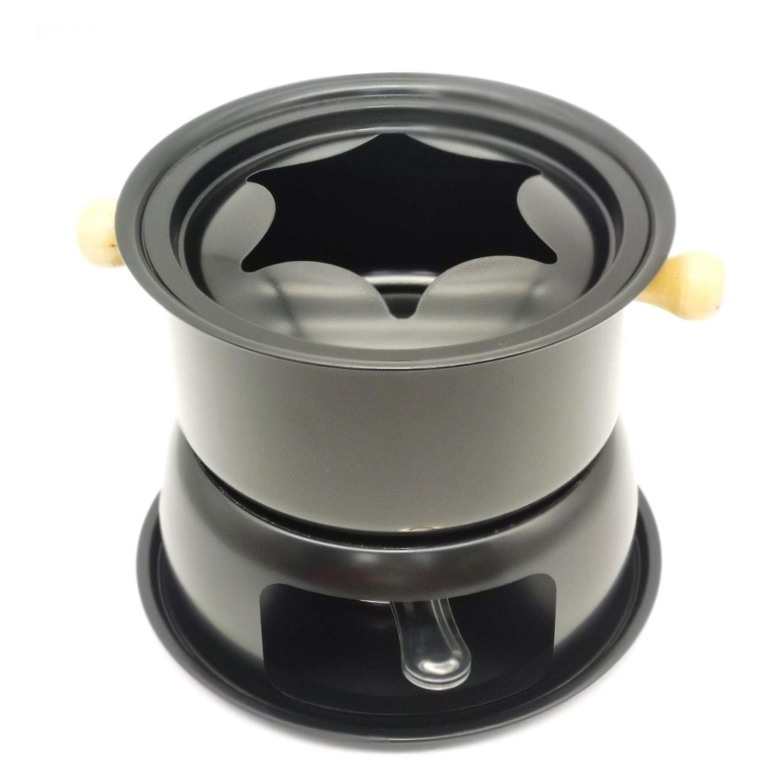 Juego De Fondue, Horno De Fusión, Mini Cacerola De Acero Inoxidable, Juego De Fondue De Queso Con Protector Contra Salpicaduras Y 6 Tenedores Para Fondue-Black