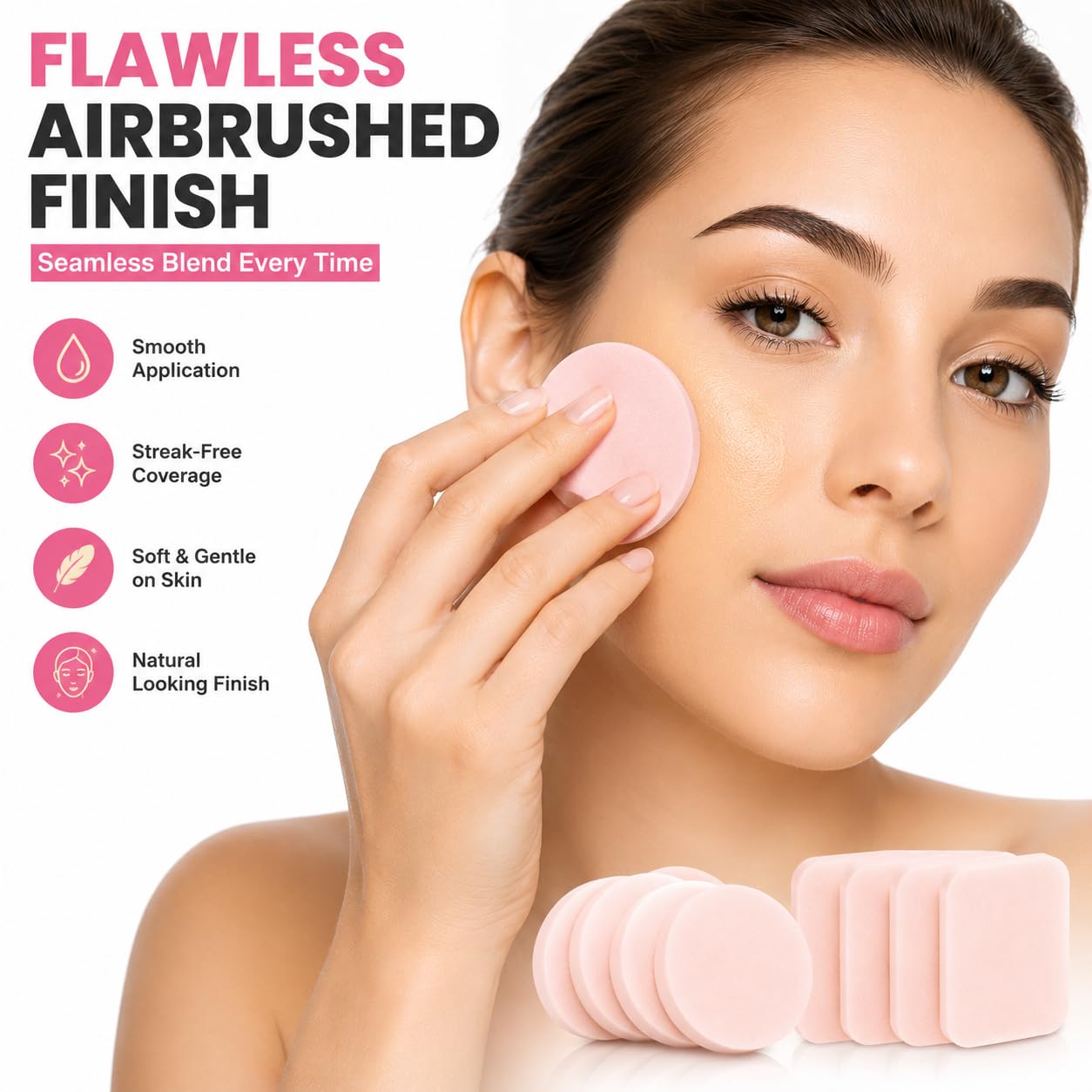 Blender Esponjas de maquillaje para belleza – Mezcla sin látex para cobertura completa en polvo, crema, cosméticos líquidos, de larga duración, desechables aplicadores de espuma – Paquete de 12