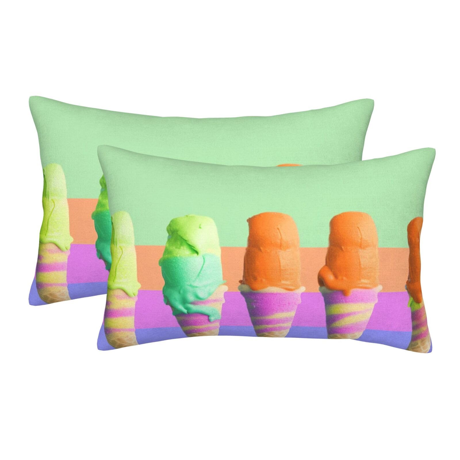 2 Pack Standard Size Pillow Cases for Hair and Skin Soft Breathable Pillow Case Covers with Hidden Zipper Ice Cream Rainbow Gradient Pillowcase 20"x30" Pillow Cover for Sleeping Gift
