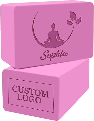 Bloques de yoga personalizados, paquete de 2 con diseño personalizado, bloques de yoga para mujeres, bloques de ejercicio, bloques de yoga, suaves y