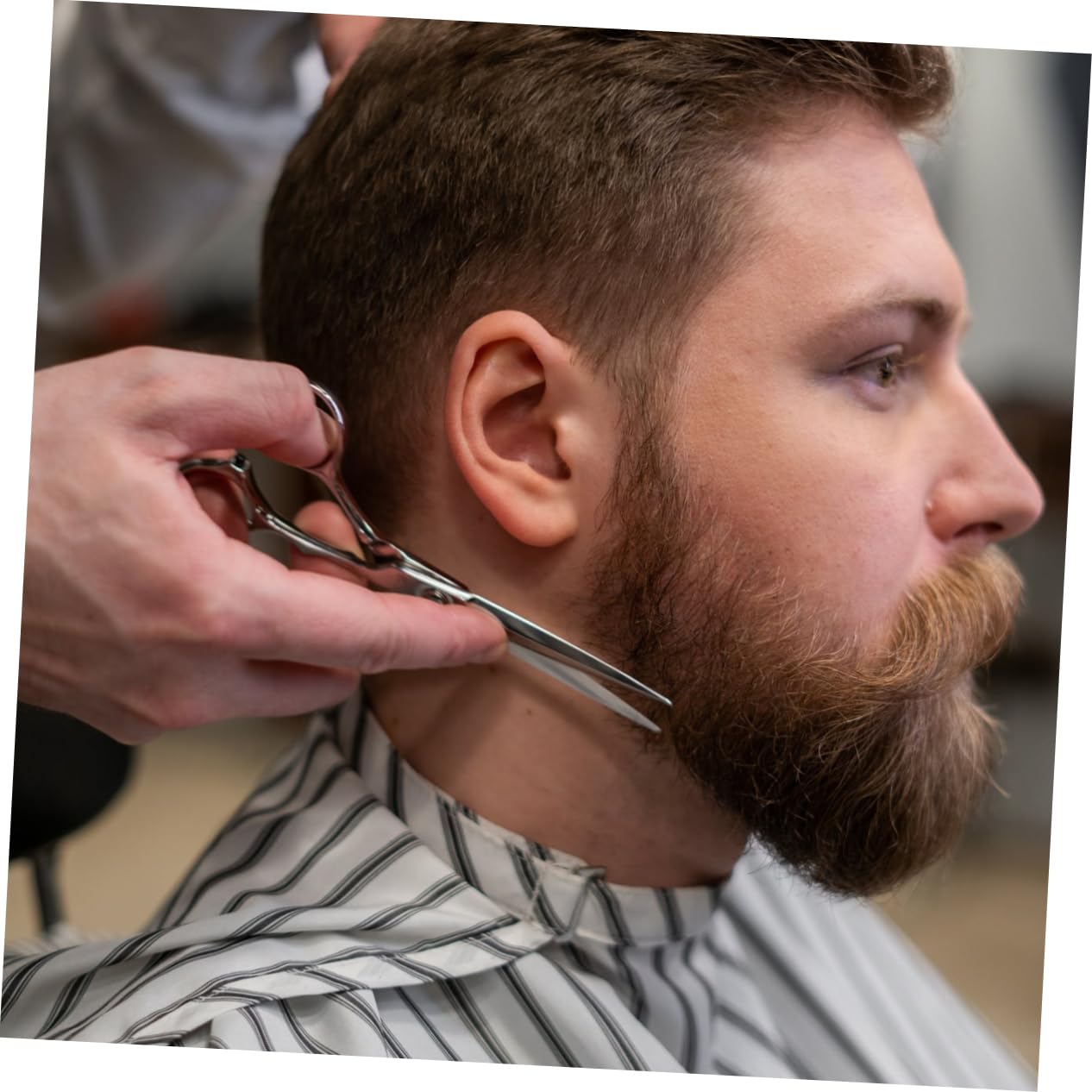 6sets Forbici Per Barba e Pettine Kit Professionale Inossidabile Con Custodia Ecopelle Per Rifinitura Di Barba e Sopracciglia