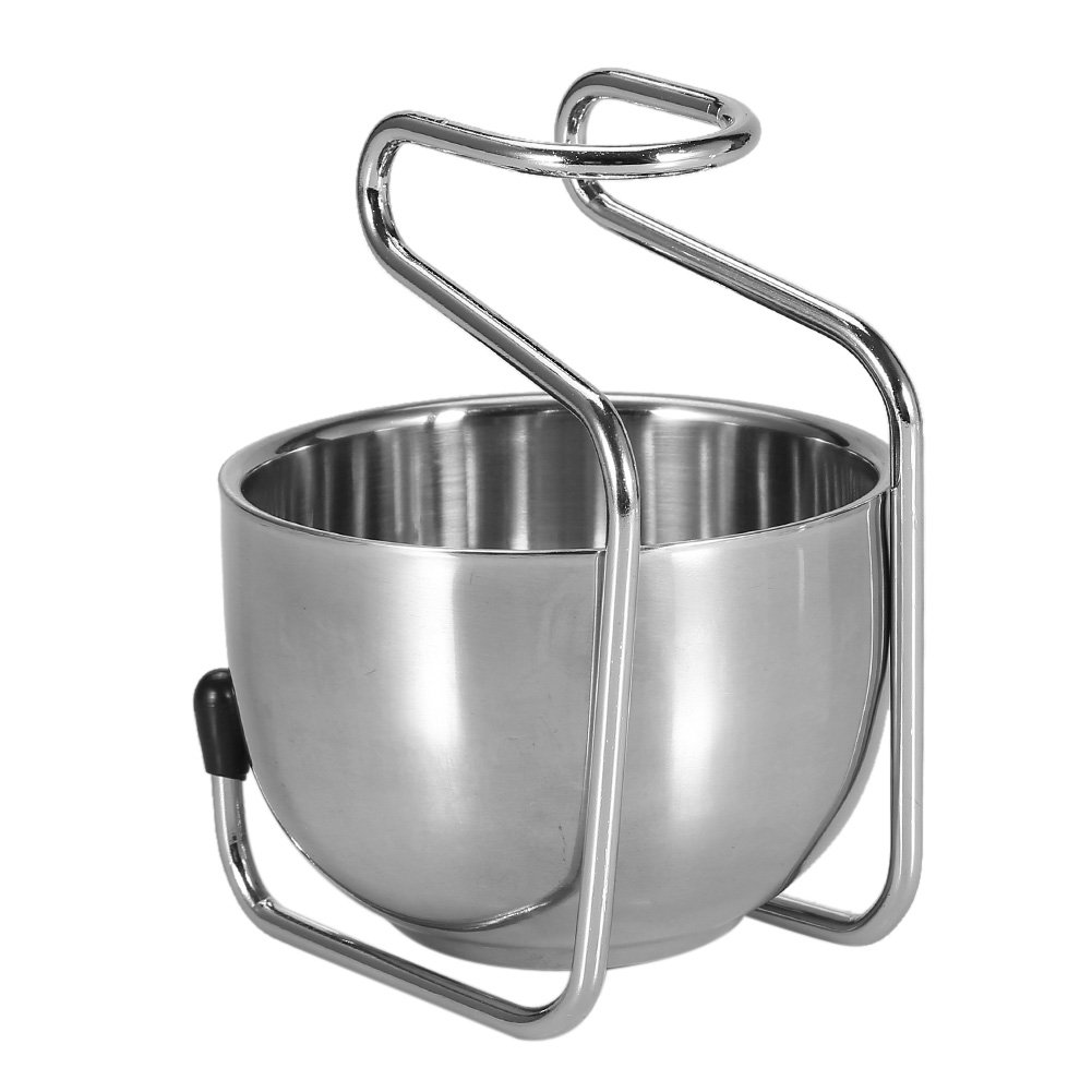 Stainless Steel Shaving Brush Stand Holder Safety Brush Bowl Grooming Set