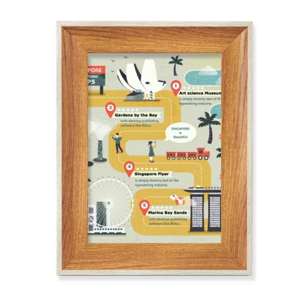 Cadre de photo en bois Singapour artisanat d'art de bureau d'exception