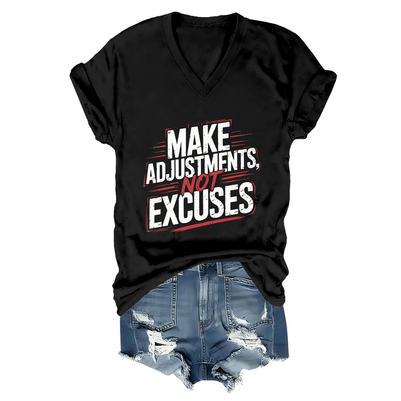 Make Adjustments Not Excuses V-Neck T-Shirt Make Adjustments Not Excuses Shirt Gym Tee