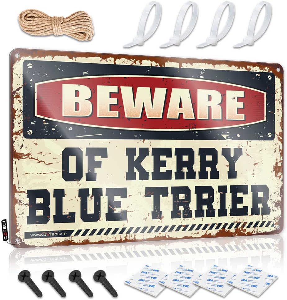 Sign for Beware of Kerry Blue Trrier Wall Decor for Bathroom Funny Western